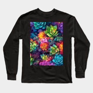 Succulents and cacti pattern Long Sleeve T-Shirt